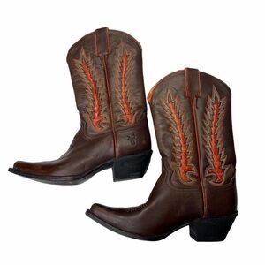 Frye Willie western boots 7.5 Brown leather cowboy